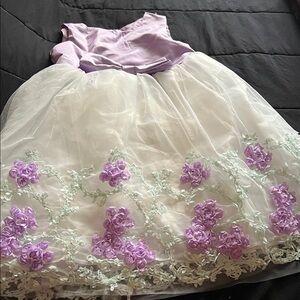 Source Unknown Lilac and Ivory Floral Kids Dress